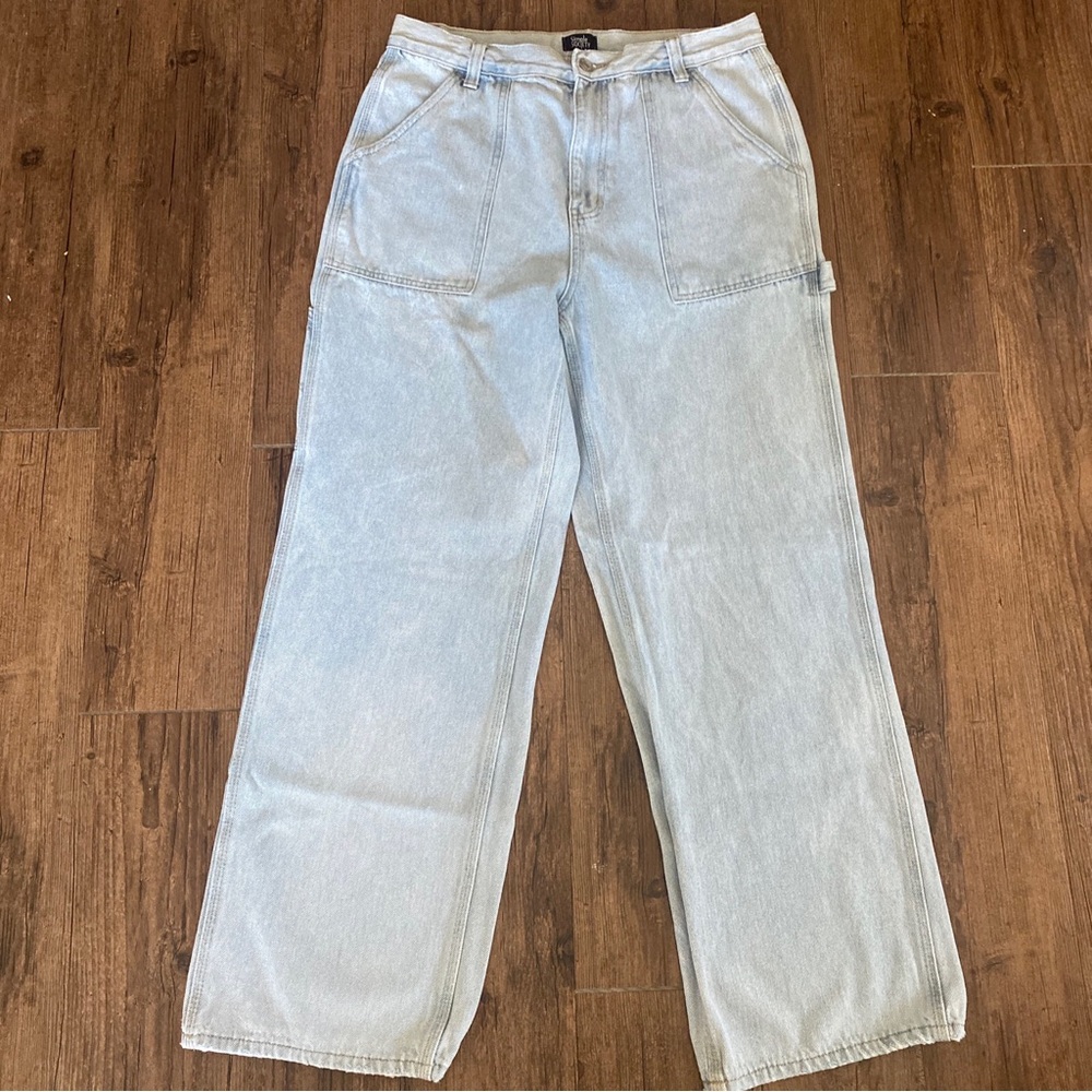 Light Wash Women's Carpenter Jeans - Casual Wide Leg 13/31